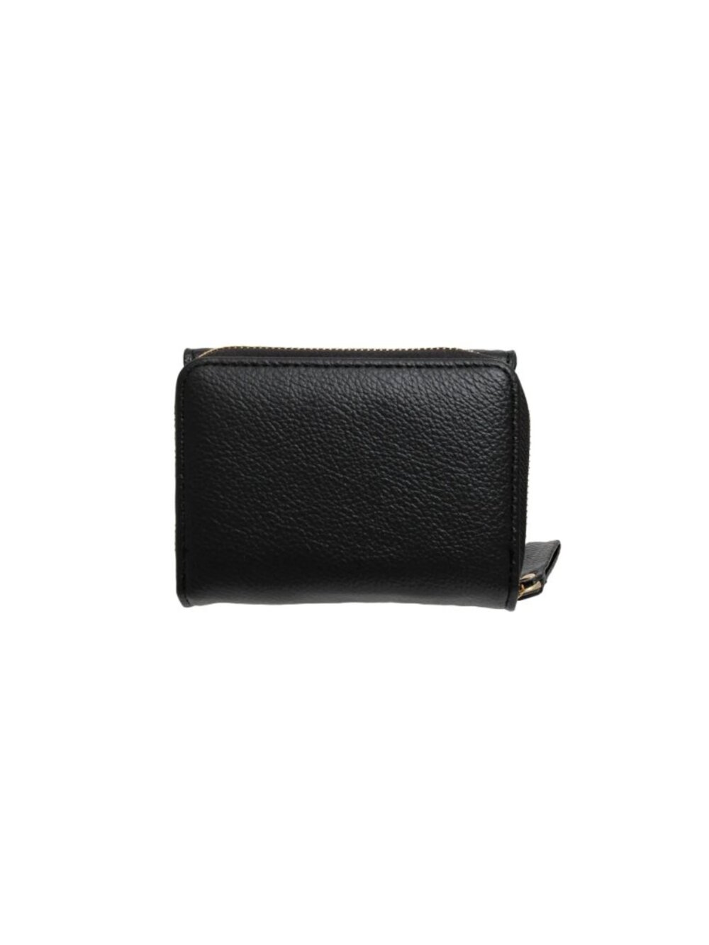Black Scalloped Edge Compact Vegan Faux Leather Wallet With Zipper & Snap Closur - Picture 3 of 6